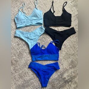 Bundle of 3 criss cross front SHEIN bikini sz M Light blue, Dark blue, Black